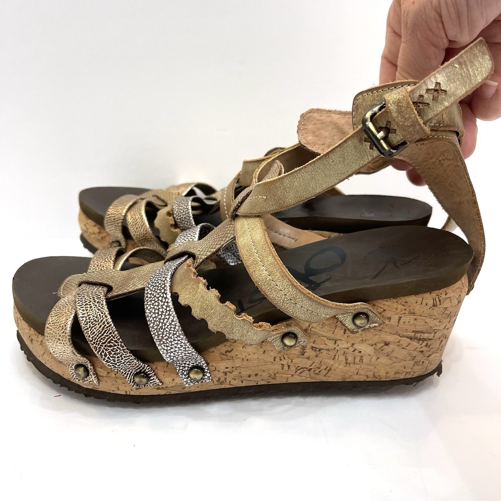 OTBT‎ Women's Storm Wedge Sandal Silver Bronze Gold 8.5